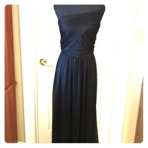 Alfred Sung Black long one-shoulder dress.